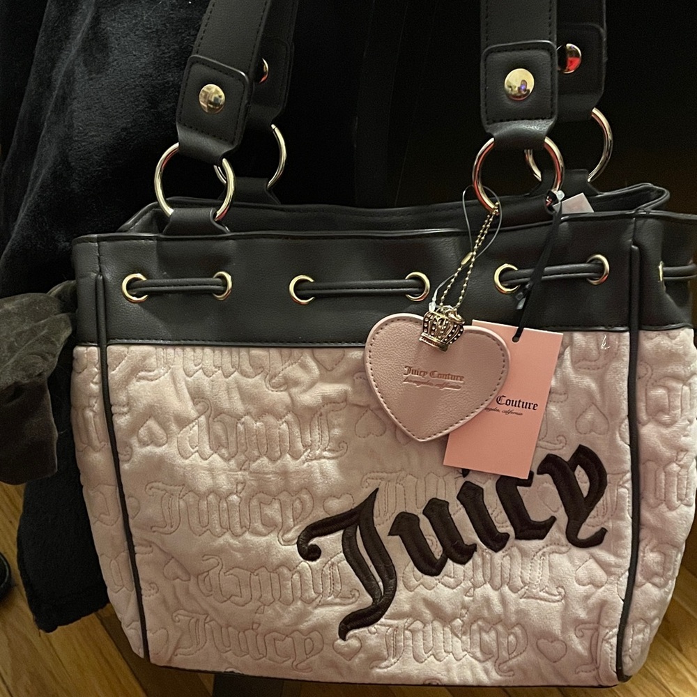 Juicy Couture Quilted Pink and Black Shoulder Bag